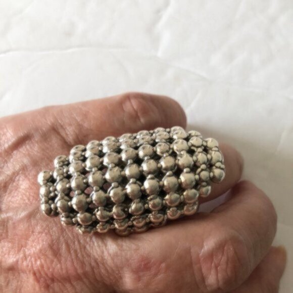 E&L Israel Statement Popcorn Ring Sterling Silver Electroform  Sz. 7 - Picture 10 of 15